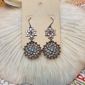 Silver flower earrings